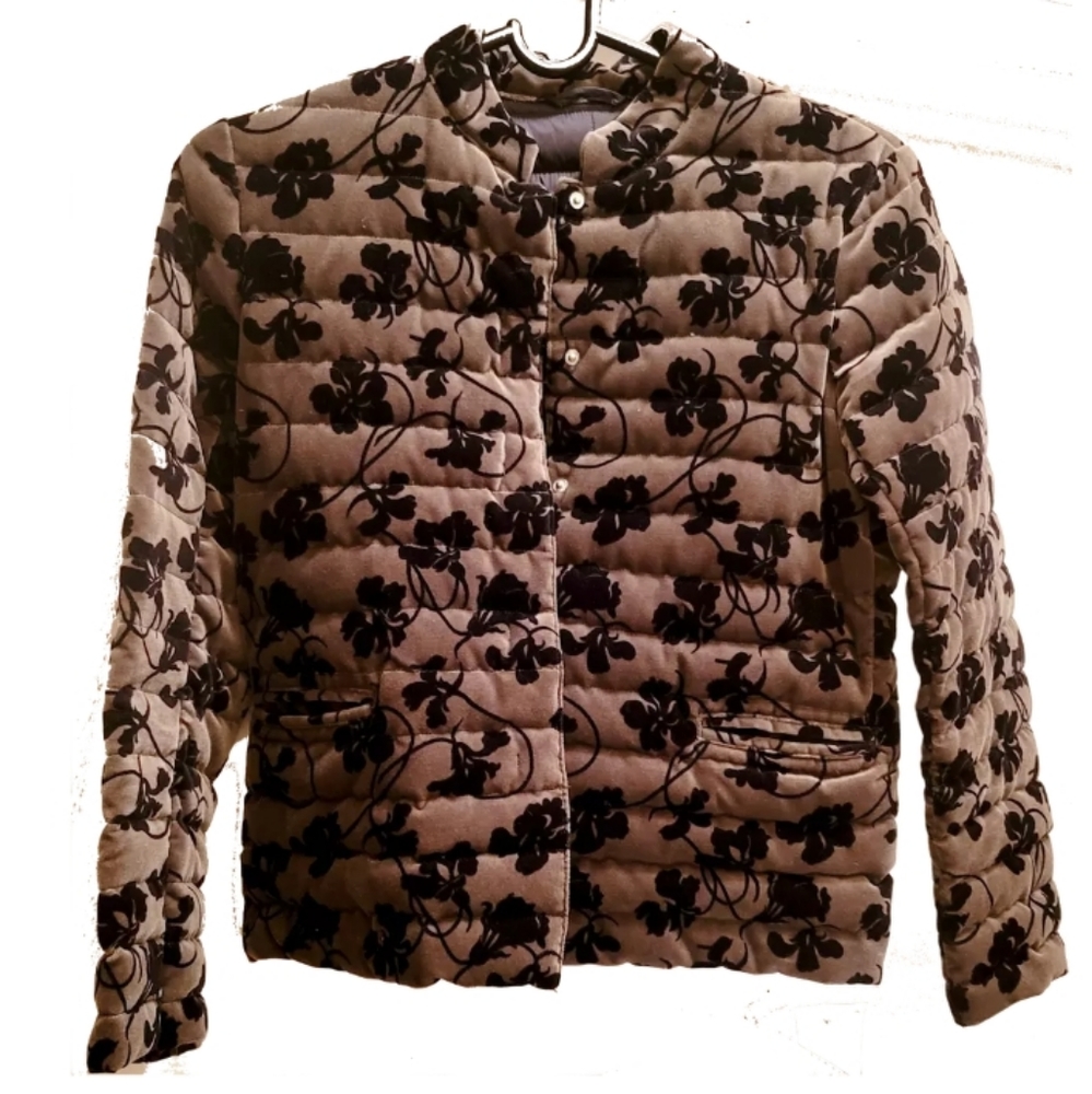 Altea Women's Velvet Floral Grey /Black Puffer Sm